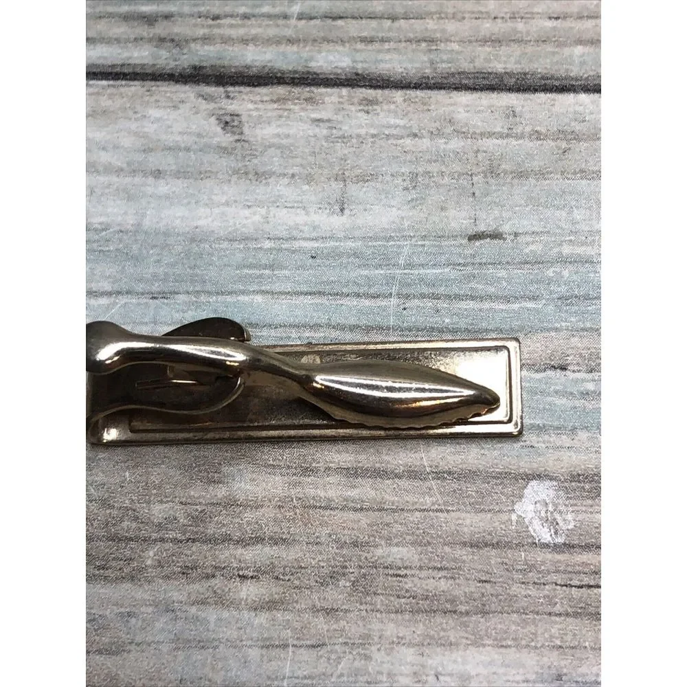 Swank Tie Clip Set Tribal Mask primitive lot of 2‎ unbranded Mother of Pearl